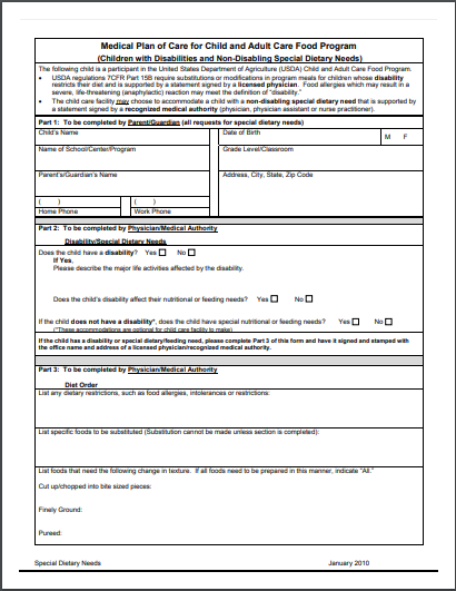 LVCC - CACFP - Medical Plan of Care - English