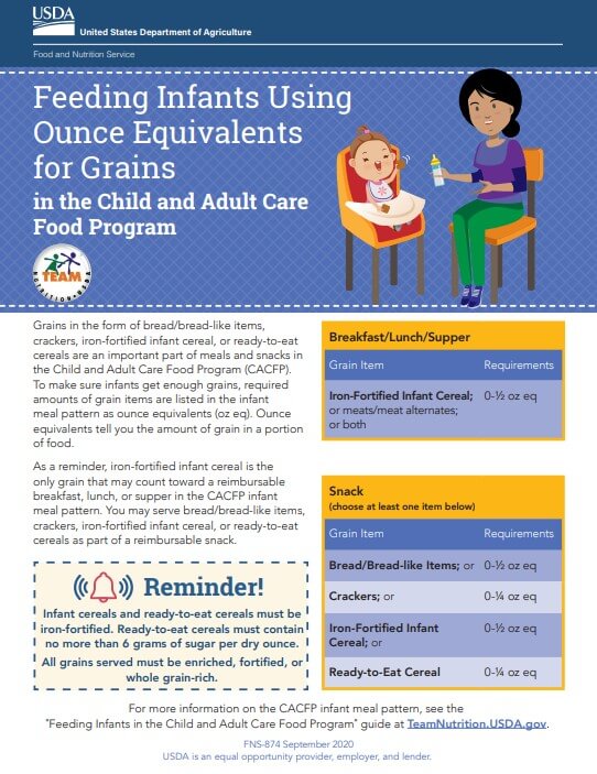 LVCC - Nutrition - Feeding Infants Using Ounce Equivalents for Grains in the CACFP