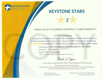 LVCC - Lower Nazareth School - Keystone Stars Ranking - Nazareth, PA