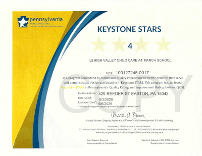 LVCC - March School - Keystone Stars Ranking - Easton, PA