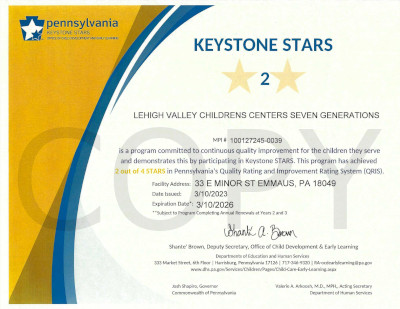 LVCC - Seven Generations - Keystone Stars Ranking - Emmaus, PA